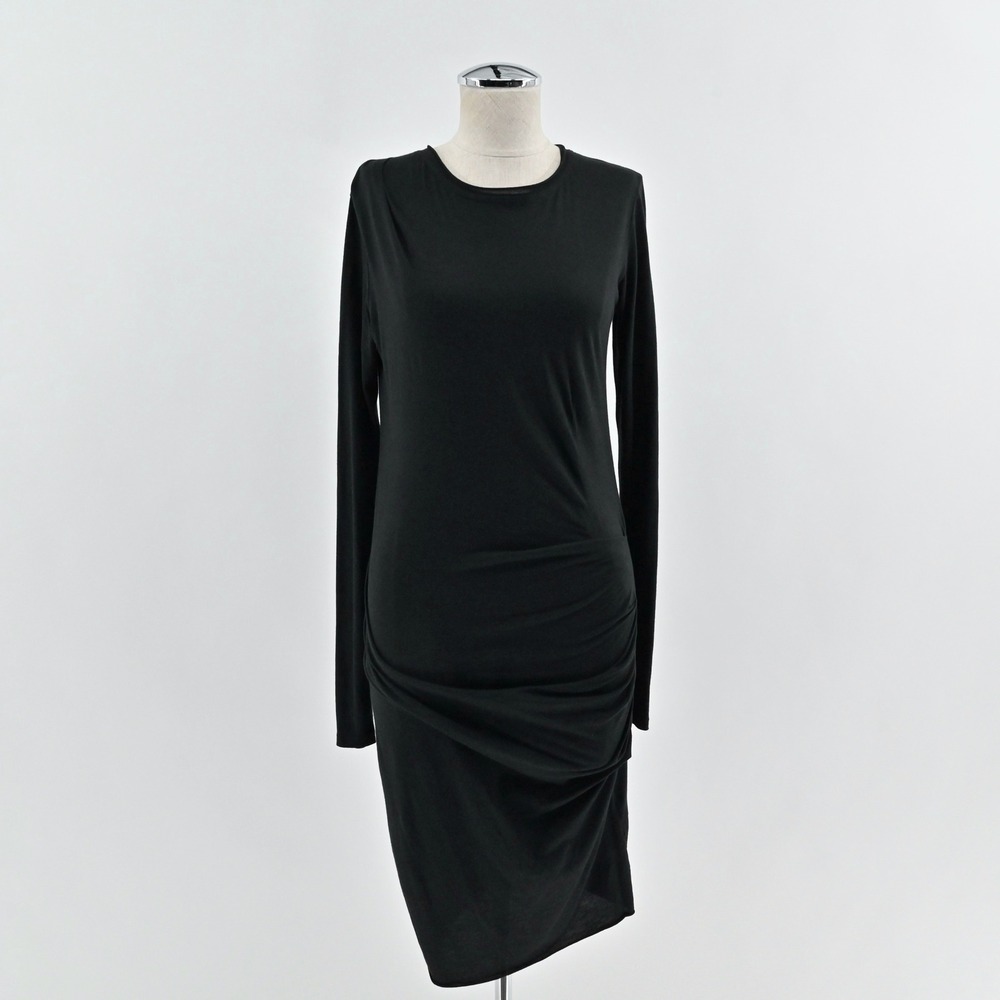 Rag & Bone Knit Dress Size XS Black‎ Ruched Long Sleeve Bodycon Romantic Goth